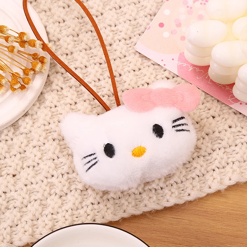 1PCS Sanrio Cartoon Hello Kitty Cat Plush Doll Anti-lost Mark Luggage Tag Name Sticker Pendant Charm Bag Decor