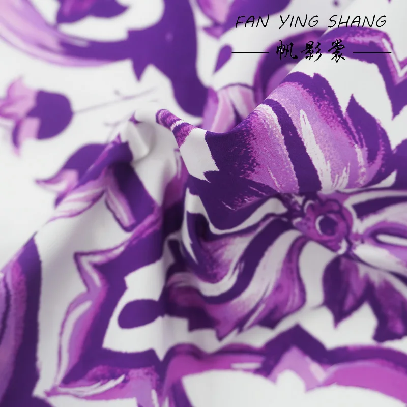 87.5*145CM/Piece Purple Digital Cotton Fabric For Shirt Dress Telas Para Costura Tissus Couture ткань Cloth Material Sewing