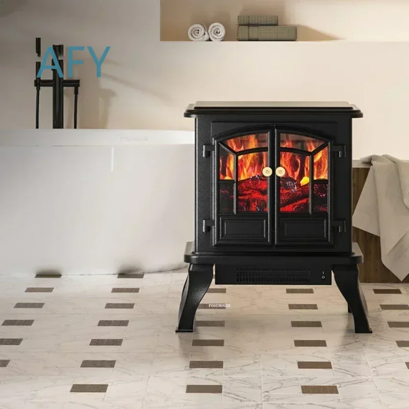 European Style Electric Fireplace Heater for Home Decor Indoor Energy Saving Imitation Fire Wood Stove for Living Room
