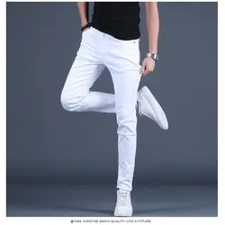 Fashion Black White Denim Slim Fit Pencil Pants for Men Spring Autumn Streetwear Pants Luxury Men's Clothing Skinny Jeans Men