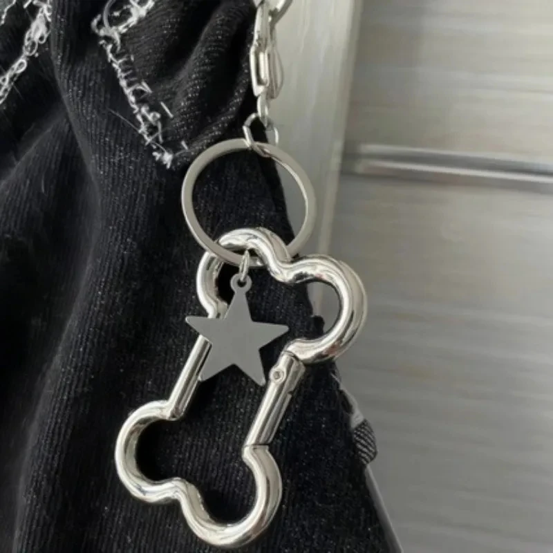 Punk Cool Bone Keychain Korean Fashion Star Bag Pendant Accessorys Goth Jewelry Grunge Keychains Ornament Bags Pendants Gifts