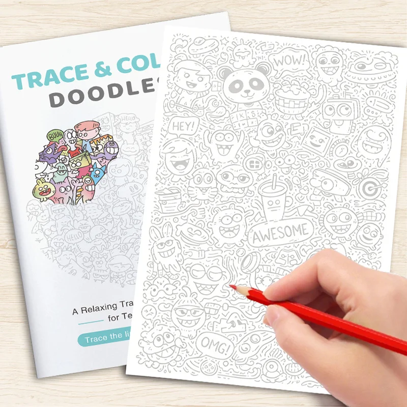 Adults Stress-Relief Doodle Book, Featuring Exquisite Doodle Patterns for You To Trace and Color, Art Coloring Book