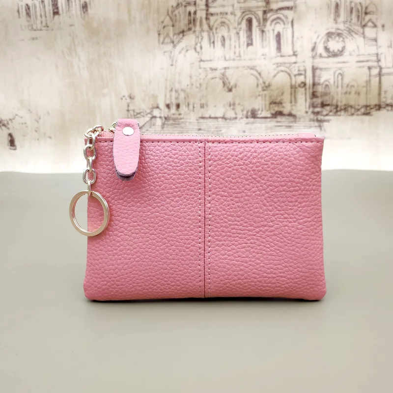New Women Genuine Leather Coin Purse Female Wallets Women Zipper Coin Purses Card Key Chain Holder Storage Pocket Bags Pouch