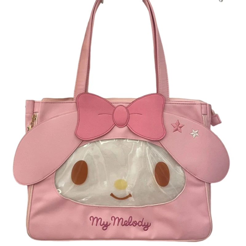 2024 New Sanrio My Melody Shoulder Bag Kawaii Anime Leather Bag Jk Uniform Girl Heart Sweet Cute Cartoon Handbag Embroidery Gift