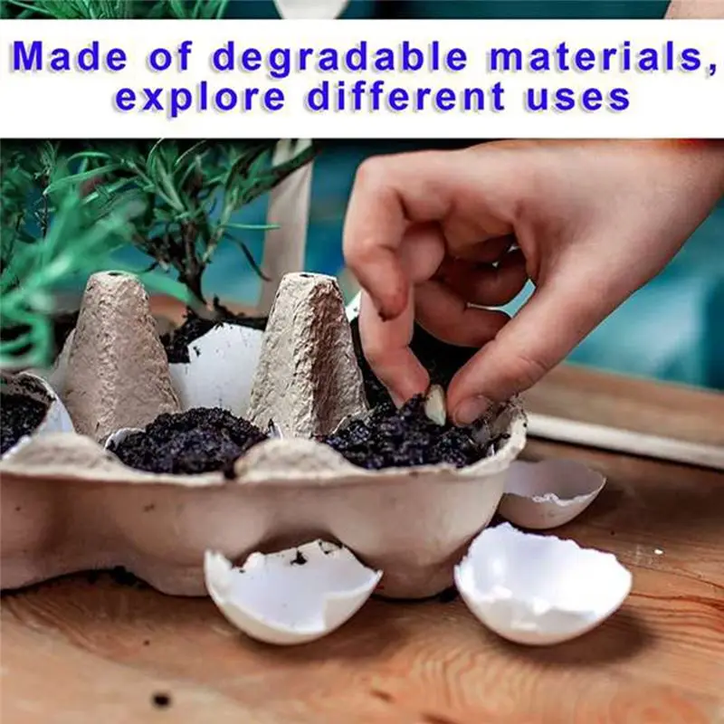 A56K 50 Pieces Paper Egg Cartons for Chicken Eggs Pulp Fiber Holder Bulk Holds 6 Count Eggs Farm Market Travel