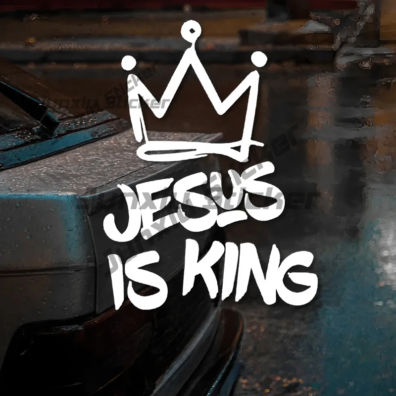 

Jesus Is King and Wears A Crown Creative&funny Stickers for Cartoon Fans&lover,high Quality for Car Trucks Motorcycles & Laptops