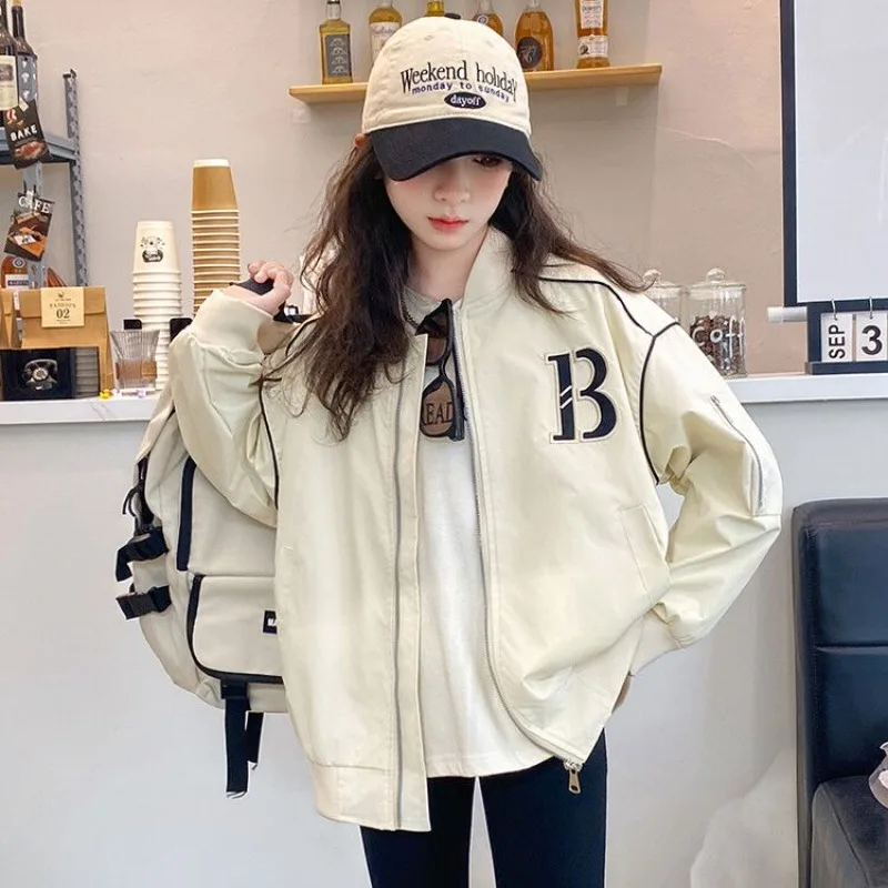 2025 Spring Autumn Girls' Retro Motorcycle Style Jacket Lightweight Breathable Kids'Outerwear for School Outdoor Versatile Top