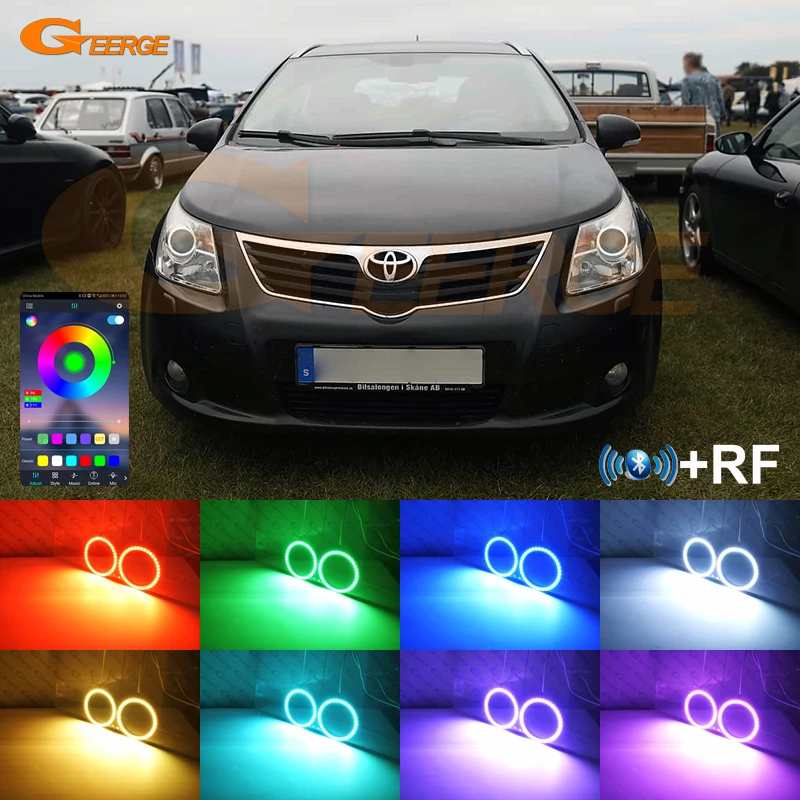 For Toyota Avensis T27 RF Remote Bluetooth-Compatible APP Multi Color Ultra Bright RGB LED Angel Eyes Kit Halo Rings