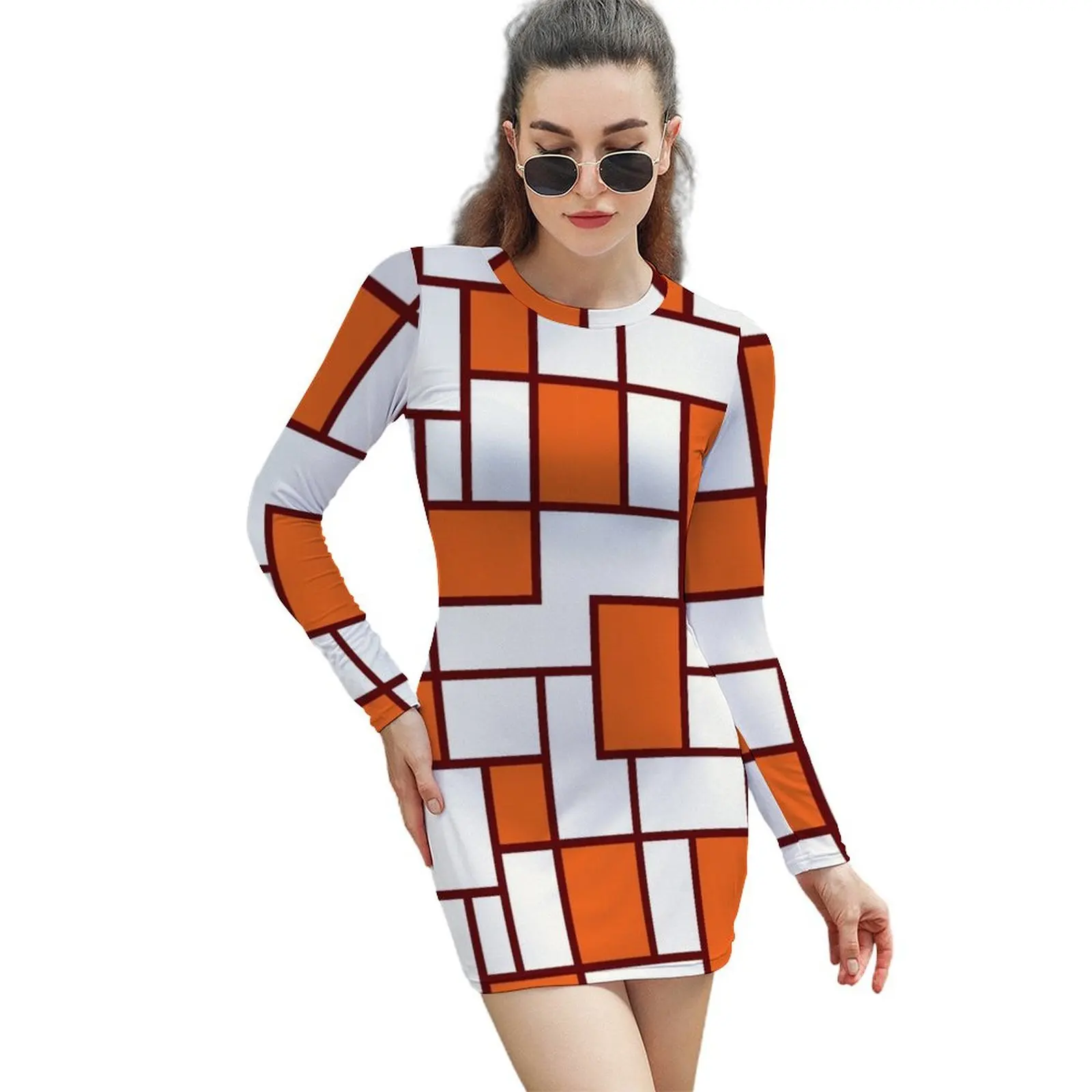 

Blacksburg - Retro Rectangle Long-Sleeved Sheath Dress loose women's dress women's fashion dresses