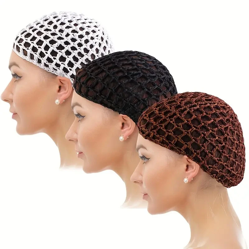 1pc, Mesh Crochet Hair Net Rayon Knitted Scarf Hat Thick Short Women Hair Net Scarf Cover Sleeping Ornament