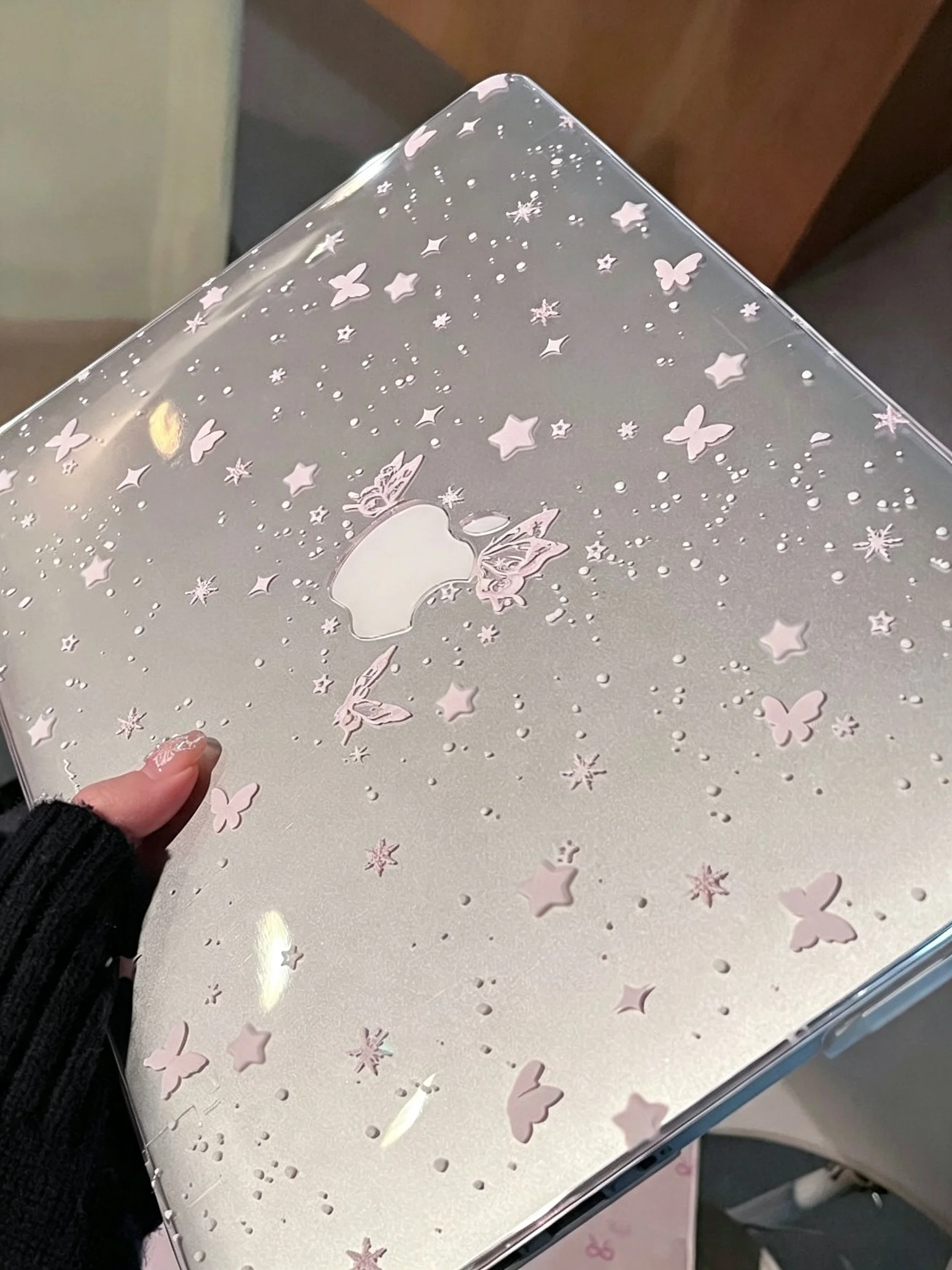 Ins Pink Butterfly Crystal Laptop Case For Macbook Air 13.6 M4 NEO 15 M3 Hard Cover For Mac Book Pro 13 M1 M2 14 M4 M5 16 Cover