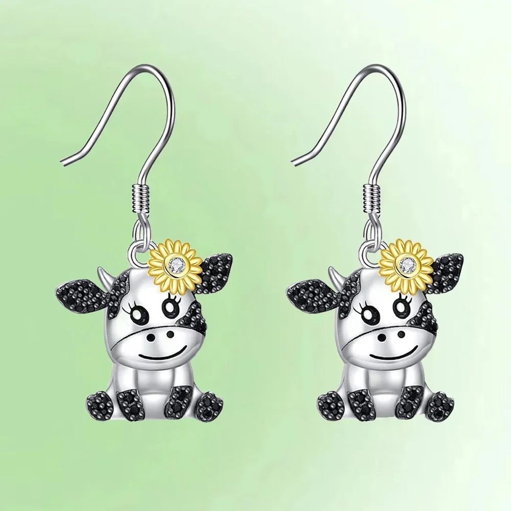 Fashion 2pcs Cute Cartoon Cow Earrings Birthday Christmas Gifts Anniversary Party Gifts, Jewelry Niche Style Hot List, Best-sell