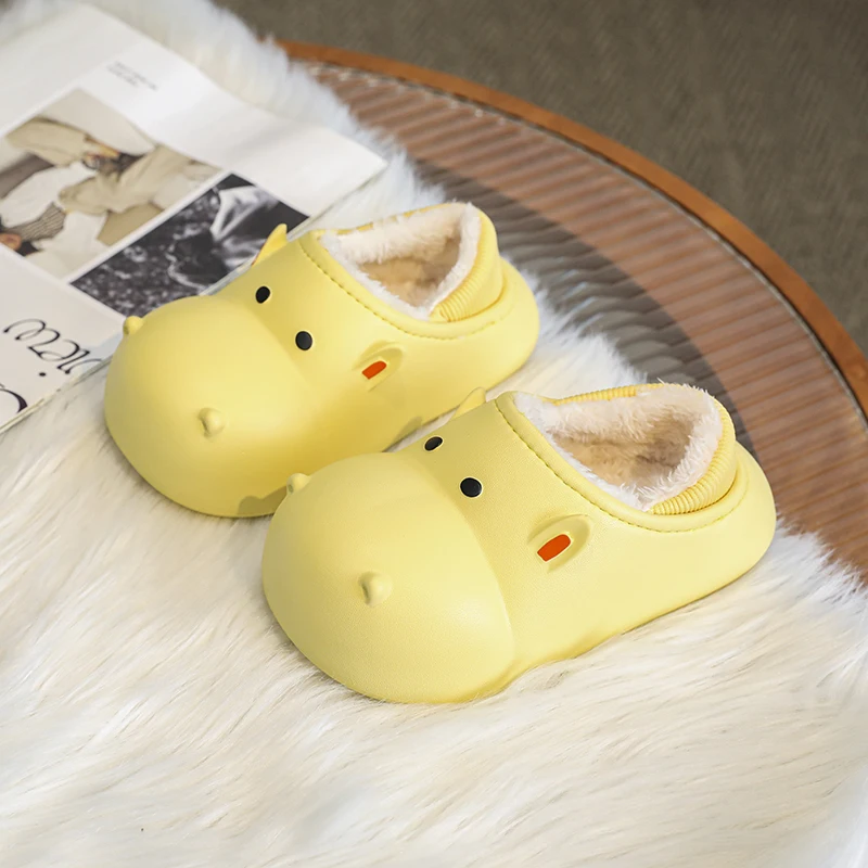 Children Indoor Slippers Winter Warm Shoes Kids Mum Dad Home Floor Slipper Cartoon Style Anti-slip Boys Girls Cotton Footwear