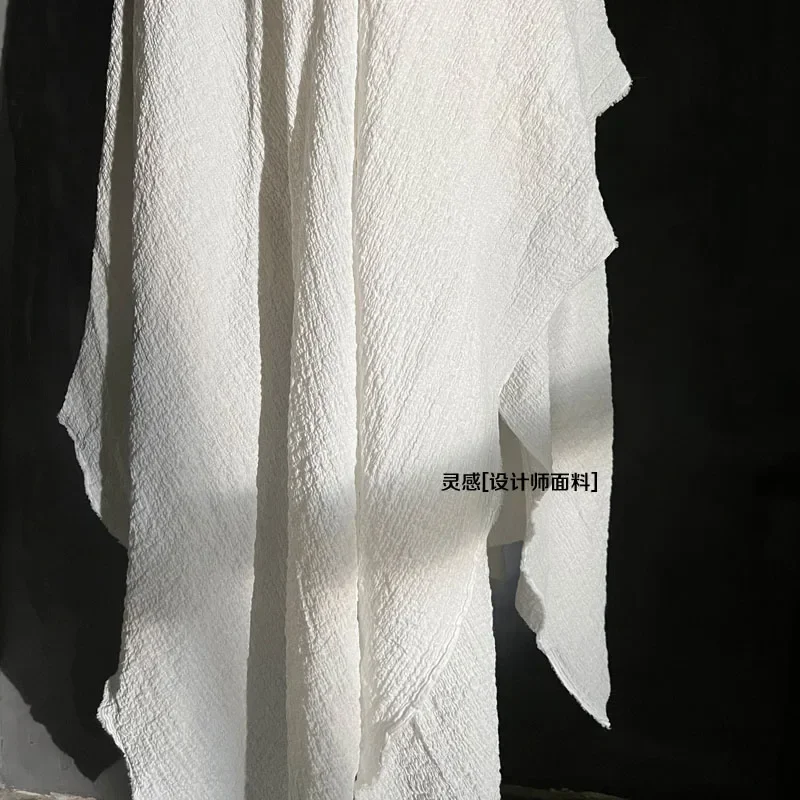 High-grade White Three-dimensional Heavy Texture Shirt Cotton Linen Hanbok Fabric Clothing Designer Fabrics