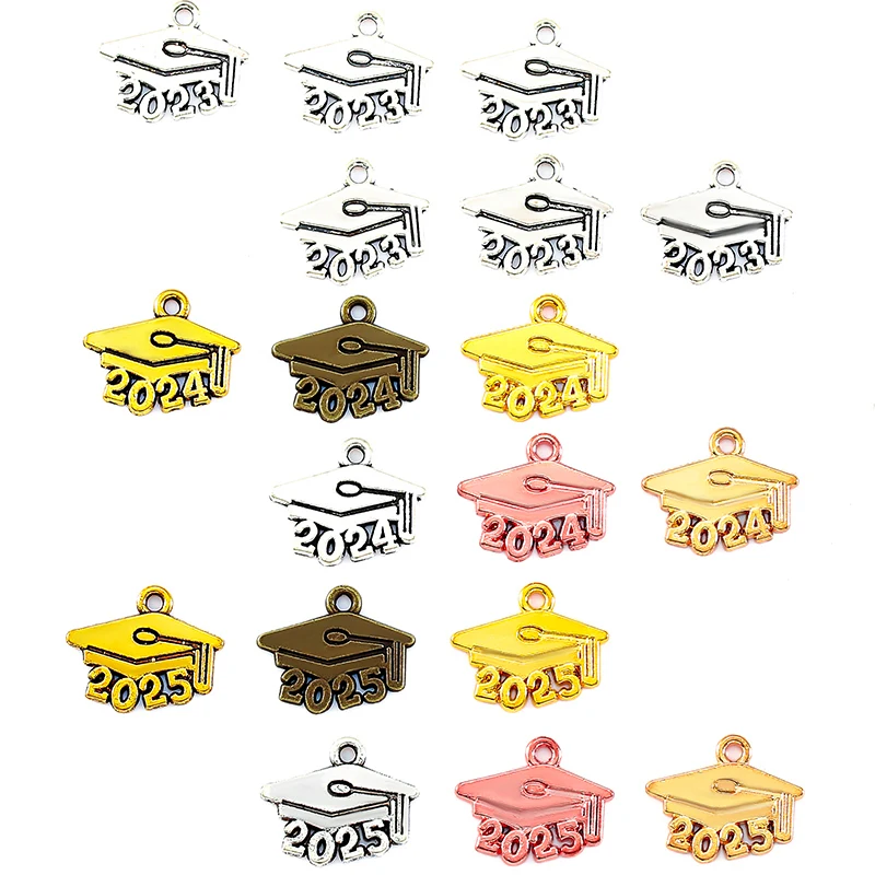 30pcs Bachelor's Hat Year Charms 2023 2025 2024 Year Pendants DIY Jewelry Making Findings DIY Handmade Craft 18*14mm