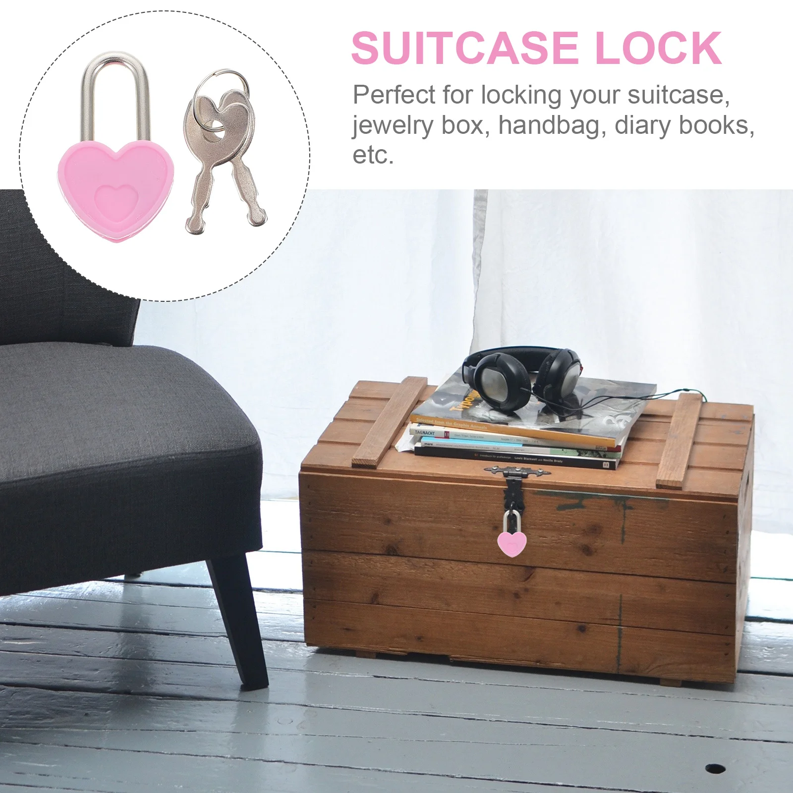 Diary Lock Multi-functional Padlock Mini Suitcase with Keys Book Drawer Heart Shape Versatile Travel Security Small
