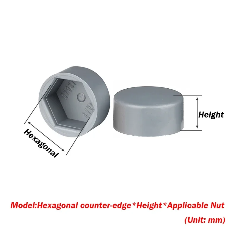 M4~M30 Hexagonal Nut Flat Head PE Plastic Protective Cap External Hexagonal Screw Low Head Decorative Cap Dust-Proof Cover