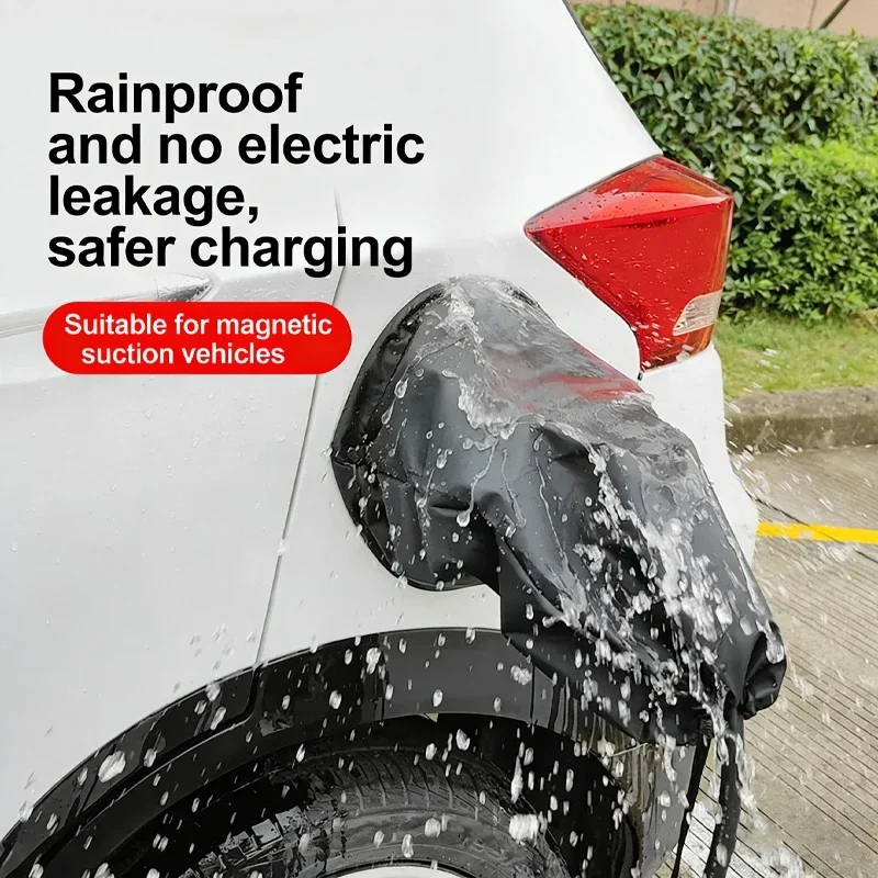 Electric vehicle charger port cover, sunscreen, dustproof, and windproof cover, magnetic windproof cover