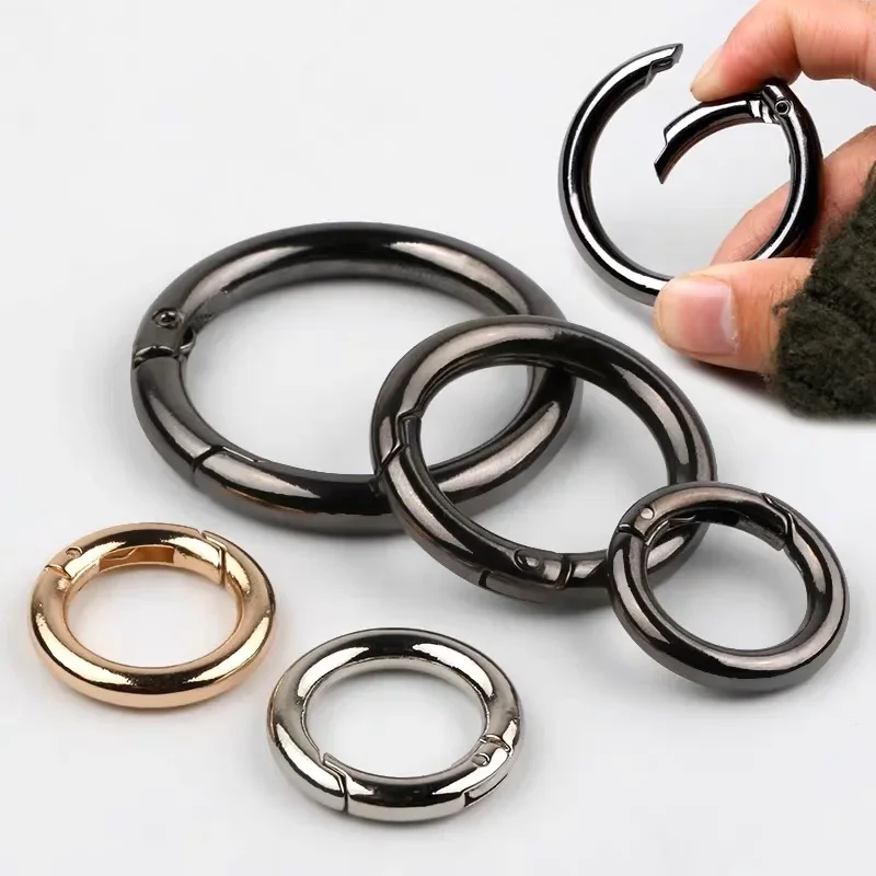 10pcs Openable Round Carabiner Keyring DIY Metal O Ring Spring Buckles Keychains Clasp Bag Clips Connector Snap Hooks Jewelry