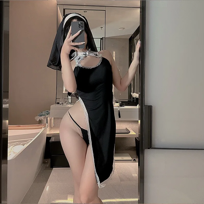 

Lingerie Cosplay Nun Uniform Cosplay Game Outfit Hollow Skirt Set Maid Uniform