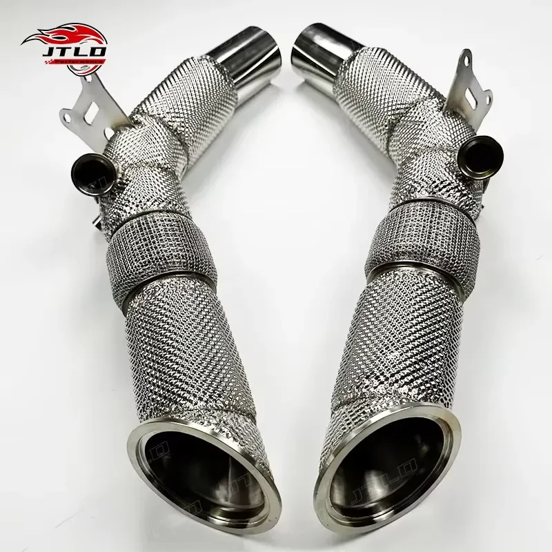 JTLD Performance Racing Exhaust Downpipe for Ferrari SF90 304 Stainless Steel High Flow with Heat Shield