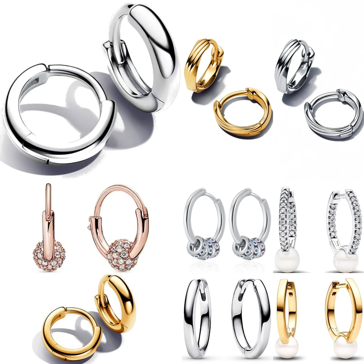 

New Fashion 925 Sterling Silver Circle White Pearl Earrings Fit Women's Jewelry Lover's Holiday Birthday Gift