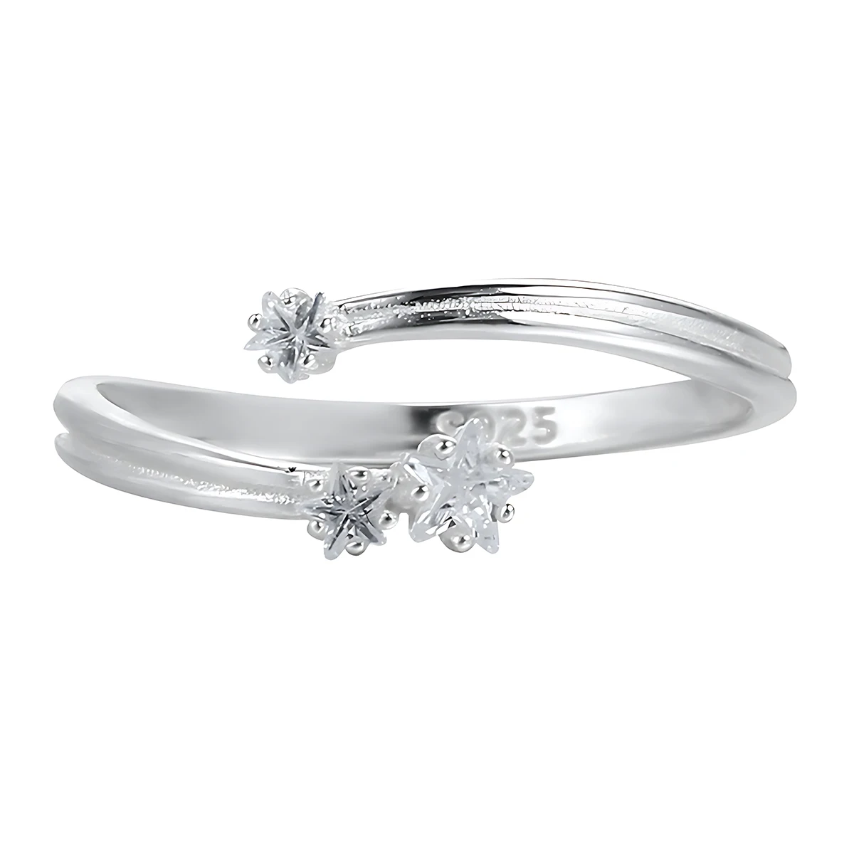 

Минималистское роскошное оригинальное кольцо со звездой и двумя направляющими из стерлингового серебра S925 с циркониевым бриллиантом, пятиконечный