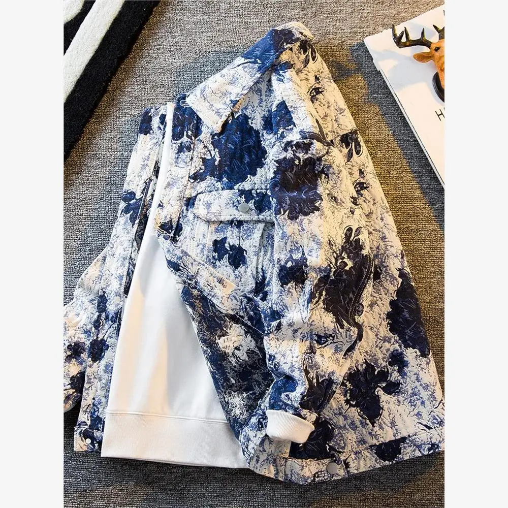 

Loose Men's Denim Jaet Casual Workwear Faion Brand Dyed Jaet Street Sle Spring Autumn High Street Haome