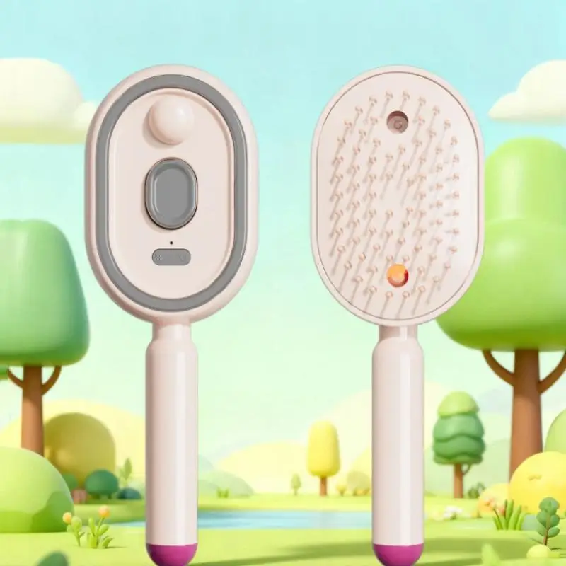 New··Electric Spray Hair Brush 2In1 Misting Hair Brush With Water Spray Reduce Frizz Anti-Static Retractable Steam Massage Comb