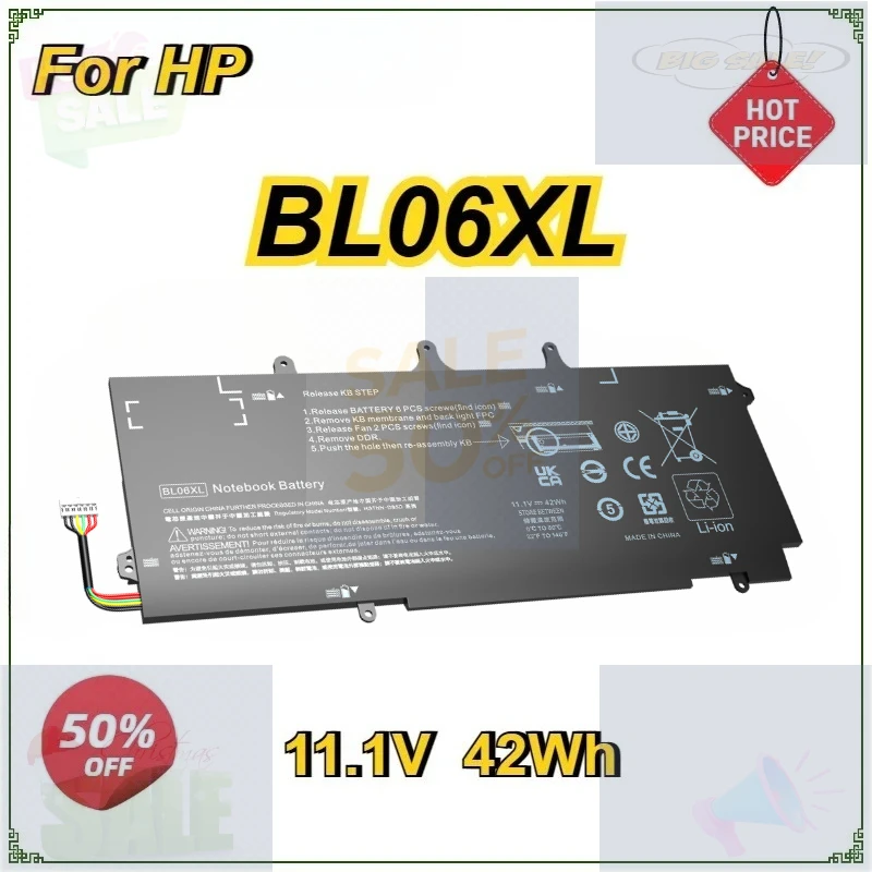 New BL06XL Laptop Battery for HP EliteBook Folio 1040 G0 G1 G2 Series BL06 HSTNN-DB5D HSTNN-W02C 722236-171 BL06042XL  3 Cells