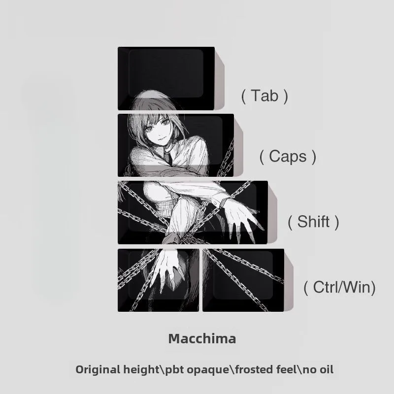 Chainsaw Man Makima PBT Keycap Anime Personalized Key Cap OEM Profile Space Bar Keycap for DIY Mechanical Keyboard Accessory Kit
