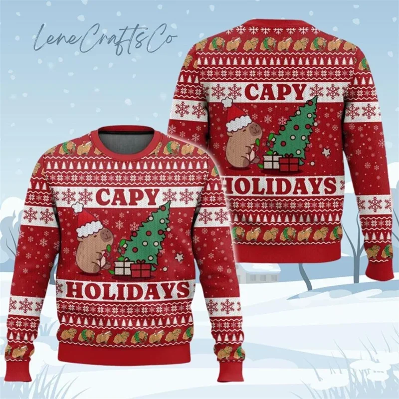 Funny 3d Print Dachshund Graphic Christmas Ugly Sweater Cute Pet Dog Round Neck Pullover Sweatshirt New Year Xmas Sweatshirts