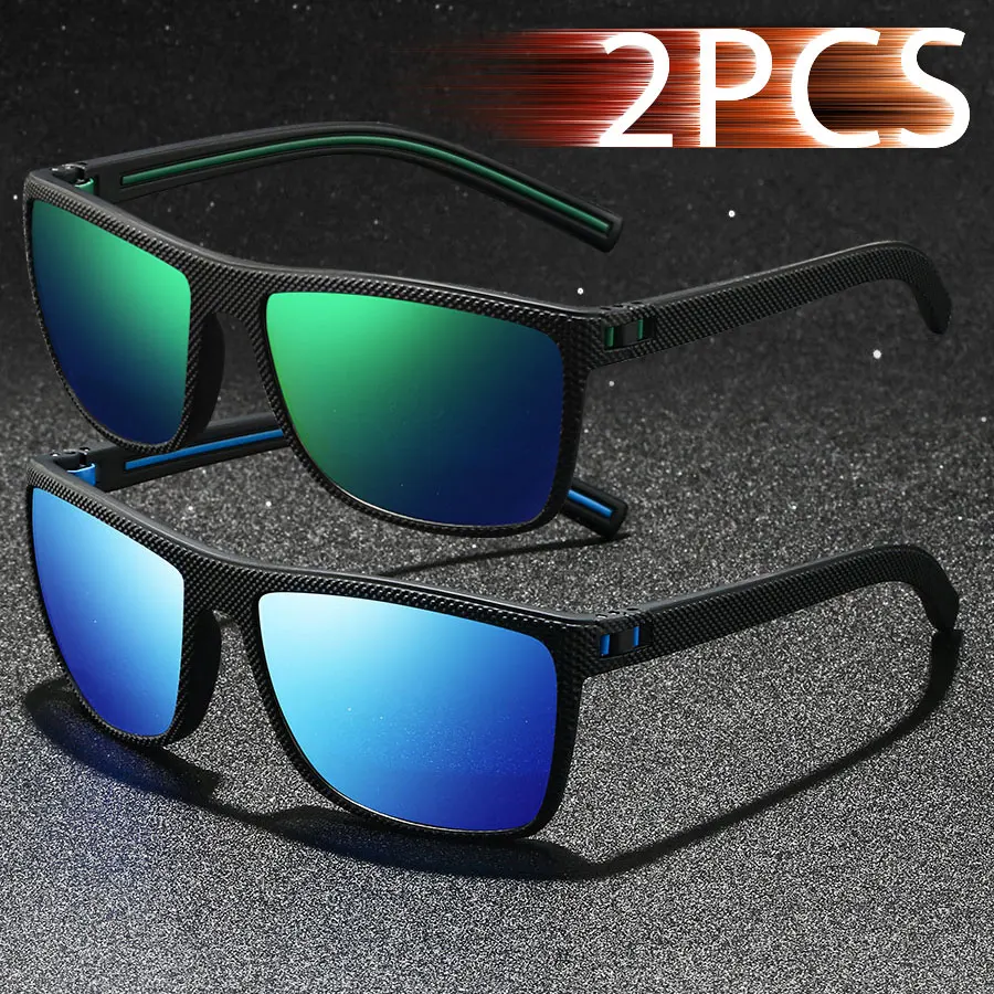 2 Paires de Lunettes de Soleil Vintage de Marque, Design Élégant, Lignes Fluides, Rayures Colorées, Unisexe, Idéales pour les Vacances, la Conduite et la Pêche