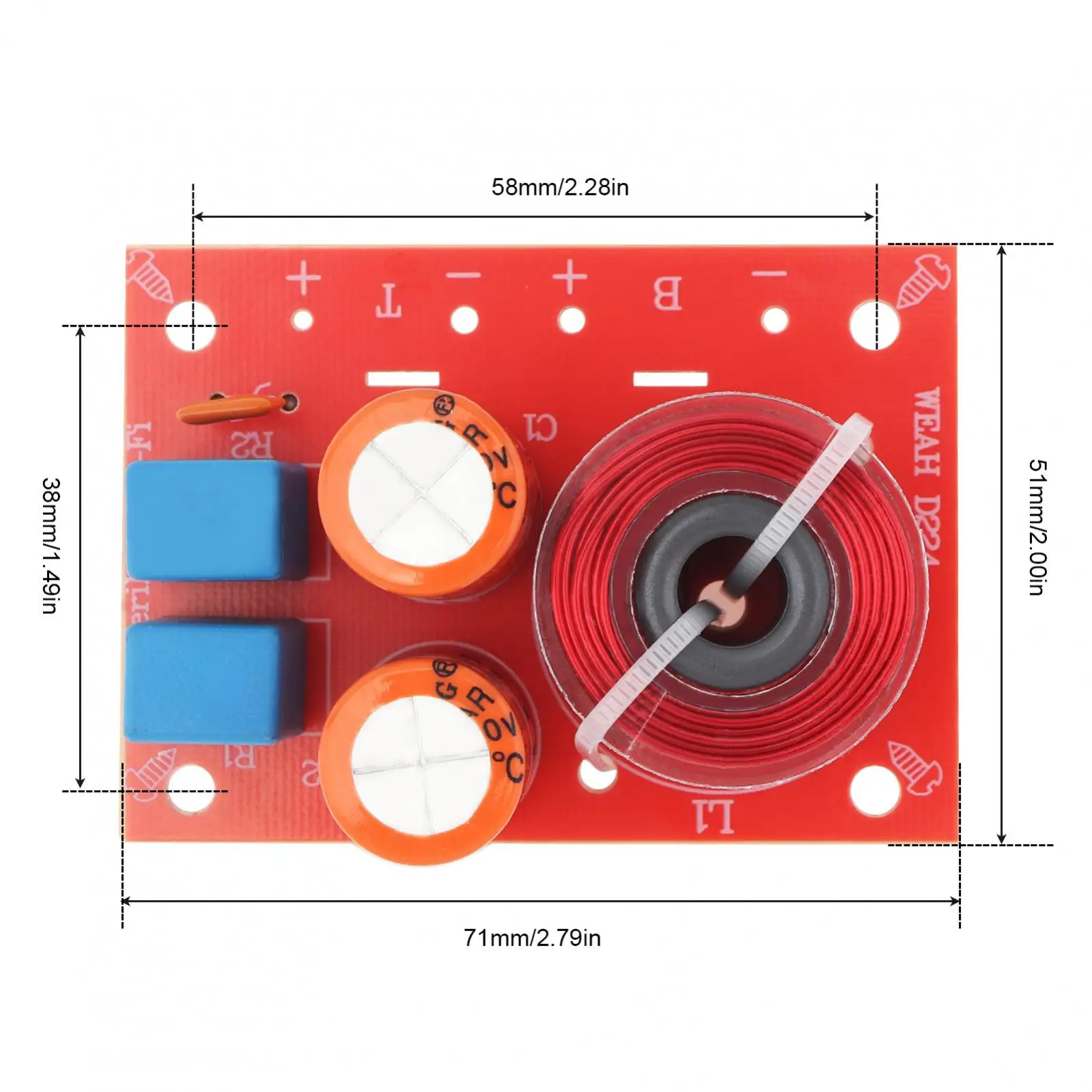 Altavoz divisor de frecuencia de Audio, condensador no polar de alta potencia, altavoz de 2 vías, 80W, 2 unidades, filtros cruzados para altavoces