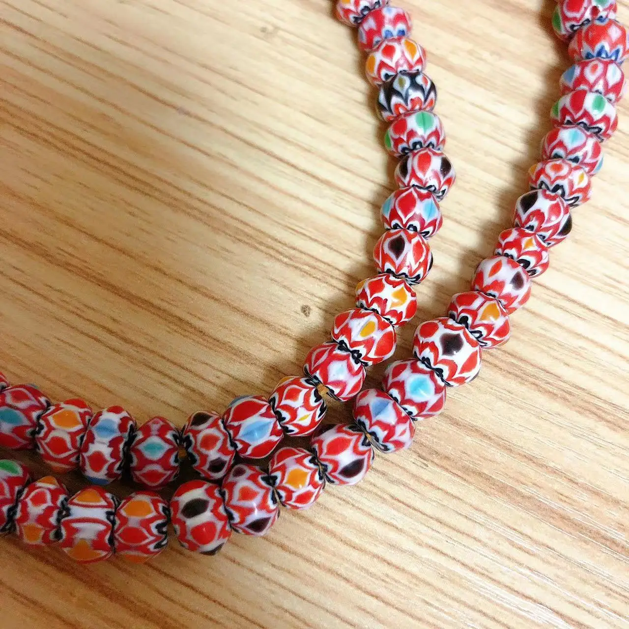 BD252 Nepal Handmade Acient Colorful Rainbow Glass Beads Strand 5mm*8mm Tibet Colorful Beaded Necklace