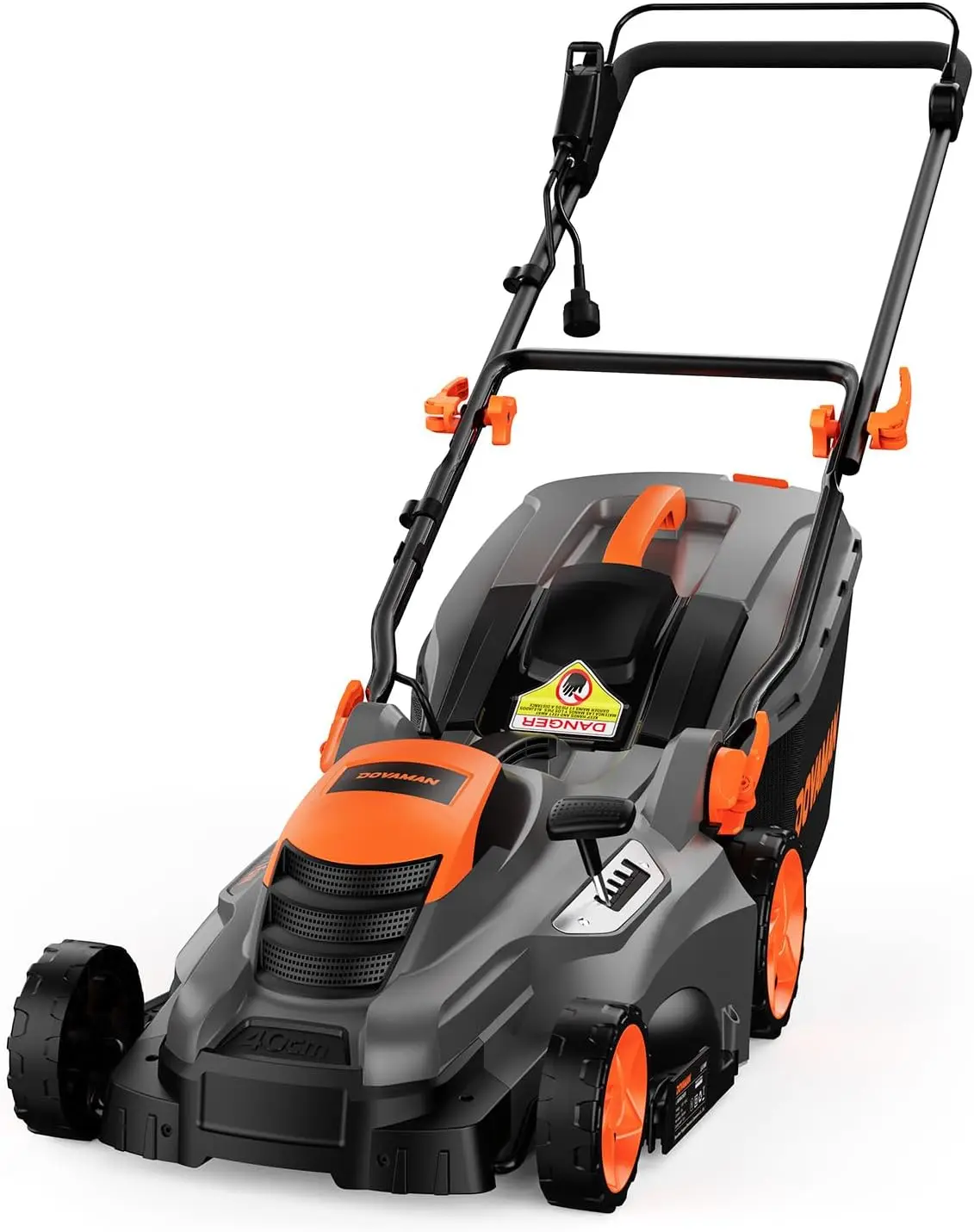 

LA16M Lawn Mower, 16-inch Steel Blade, 98% Grass Collection, Single-Lever Height Adjustment, 3-Step Quick Vertical Fold Storage,