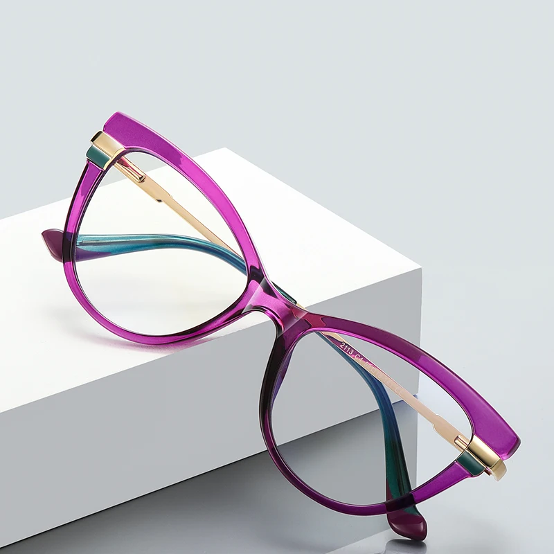 KIZN 캣아이 근시 안경테 고품질 2025 신상 여성용 블루라이트 차단 맞춤 도수 안경 -0.50 ~ -10