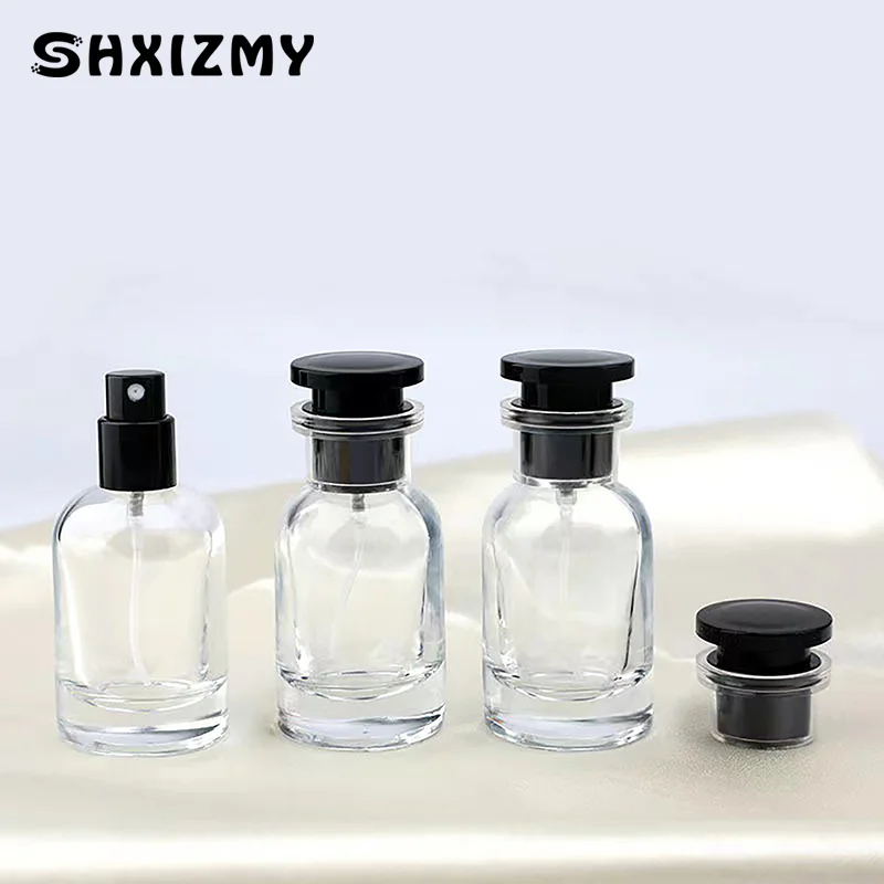 空の詰め替え可能な香水瓶,30ml,ガラス,円筒形,ポータブルトラベル香水噴霧器,サンプル容器