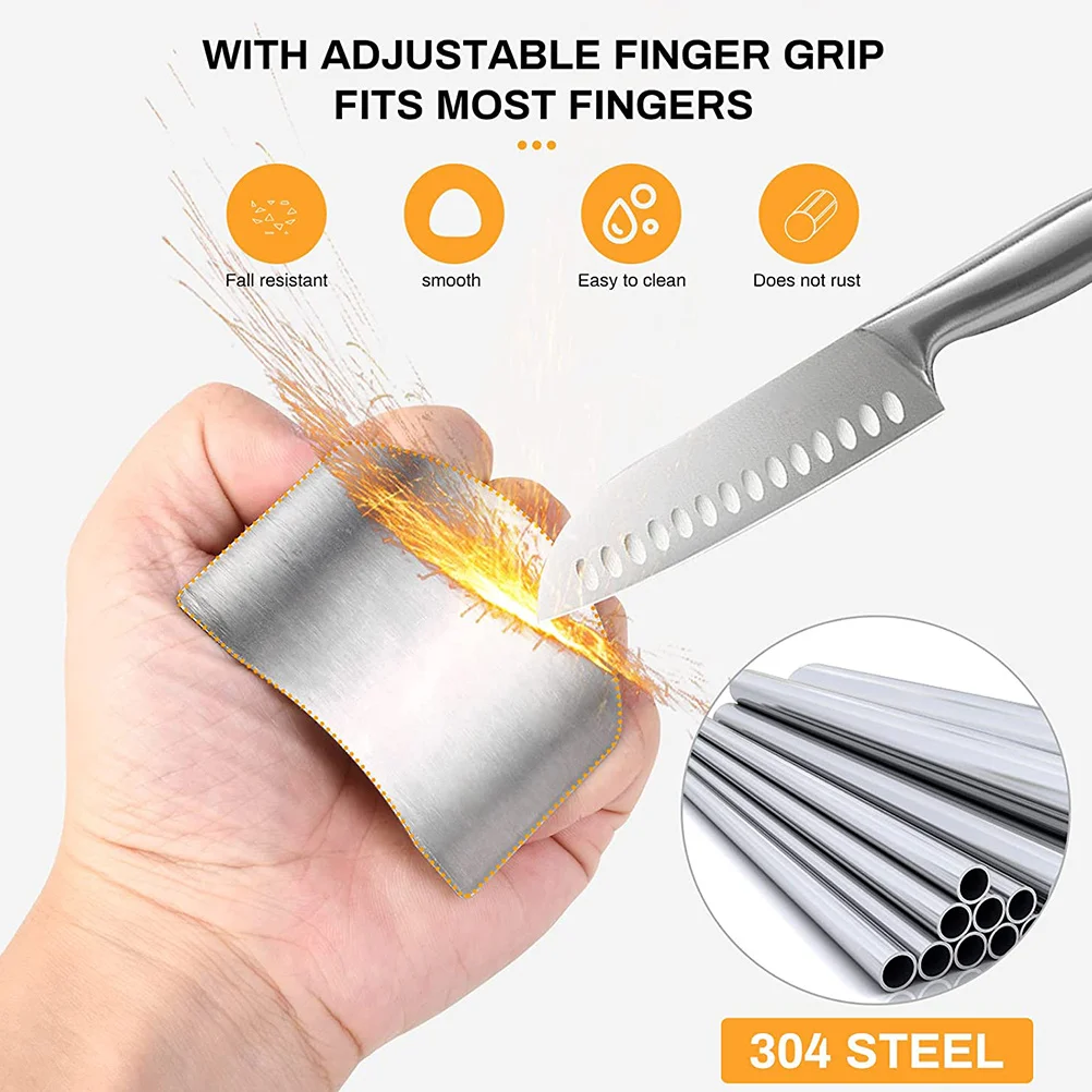 

2Pcs Stainless Steel Finger Protectors Kitchen Hand Guard Cutting Safety Shield Cooking Finger Guard Kitchen Supply