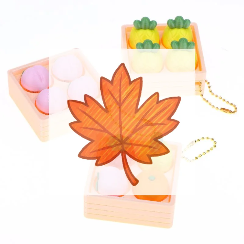 Creative Cute Fruit 2/4-Square Button Keychain Kids Portable Stress Relief Toy Charm Couple Bag Ornament