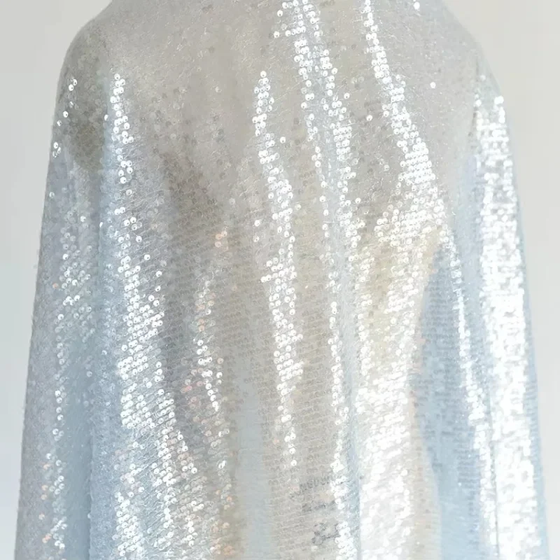 無地光沢フルスパンコール刺繍レース生地ウェディングドレス手作りDIY素材衣類装飾生地