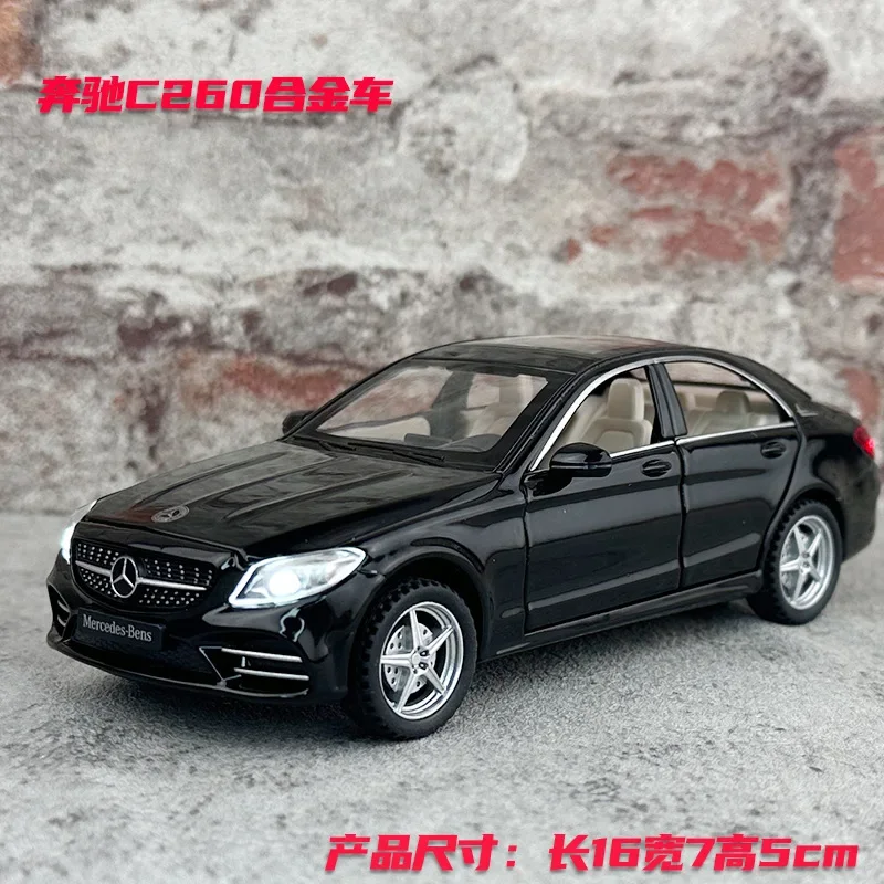 Mercedes-Benz-C260L Alta Simulação Diecast Metal Alloy Model Car, Som e Luz, Pull Back Coleção, Presentes De Brinquedo Infantil, A54, 1:32