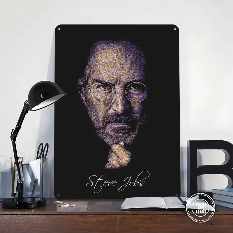 Steve Jobs Portrait Personalized 3D Textured Metal Poster Wall Art Vintage Tin Signs for Modern Home Decoration Room Wand Deko