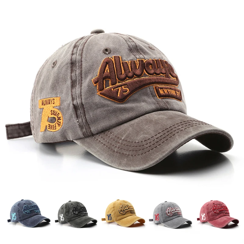 

New Embroidered Baseball Caps Denim Fabric Retro Washing Craft Cap Sun hats are Available for Outdoor Sports