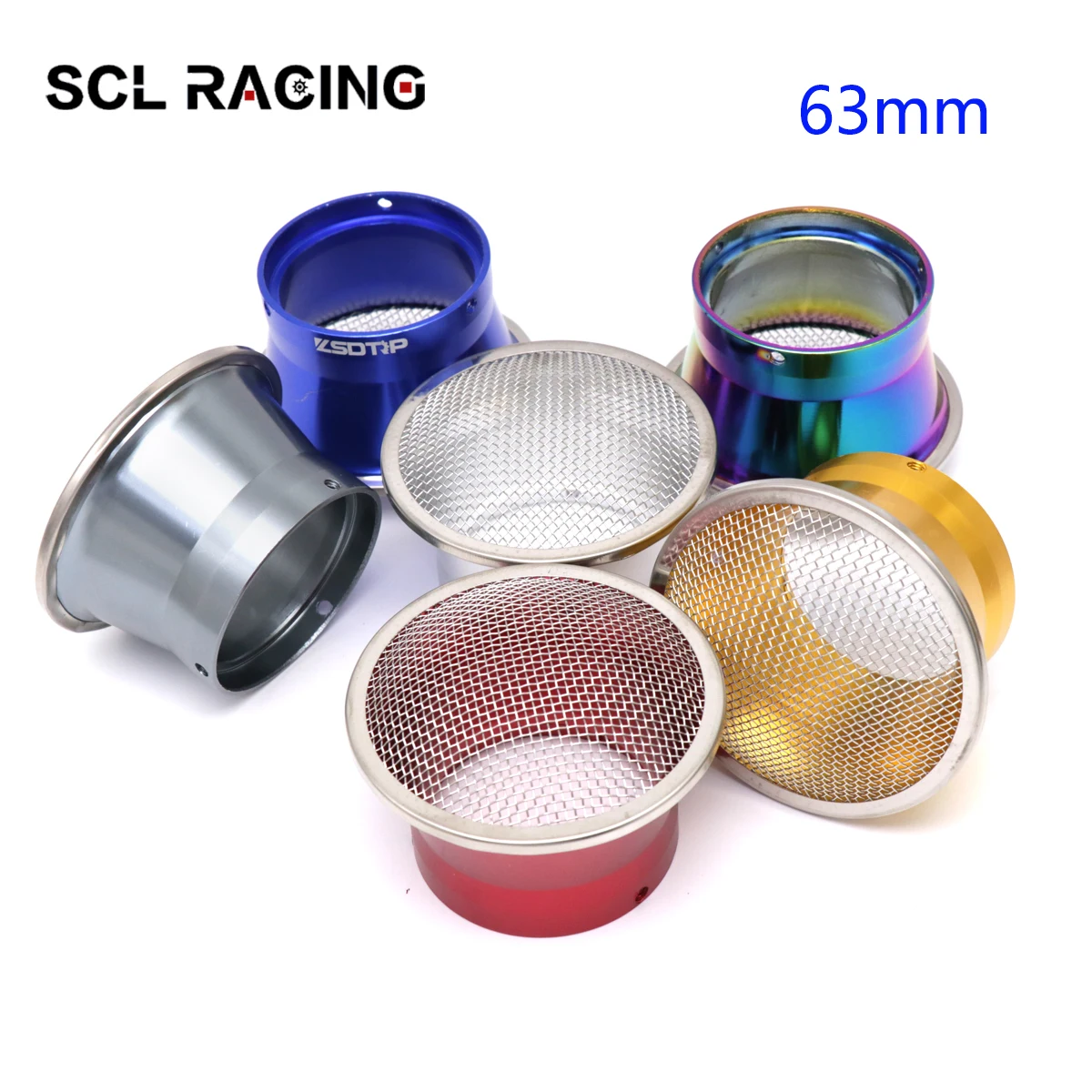 SCL Racing-Motorcycle Carburator Velocity Stack with Net, Air Filter Cup, Funil para PWK, PWM, 34-42mm, TM38, VM38, 63mm