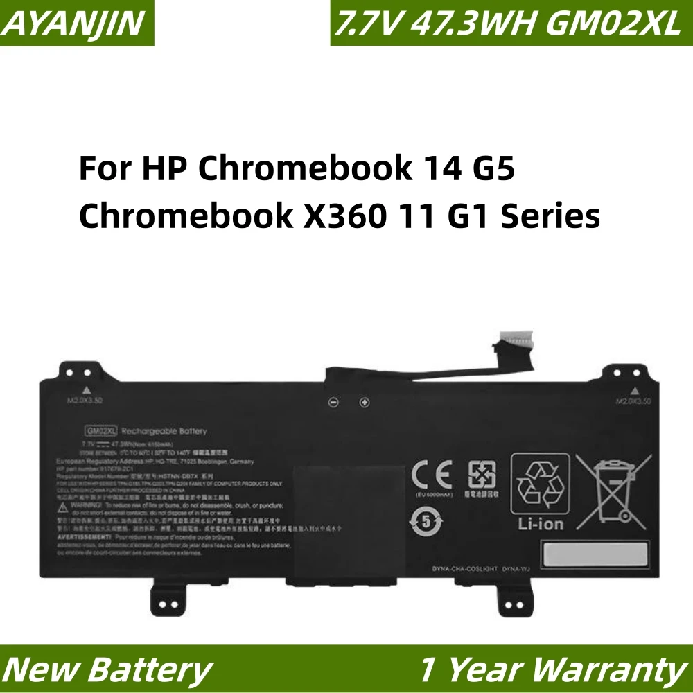 GM02XL 7.7V 47.3WH Laptop Battery For HP Chromebook 14 G5 Chromebook X360 11 G1 Series 917679-271 HSTNN-DB7X HSTNN-UB7M GM02