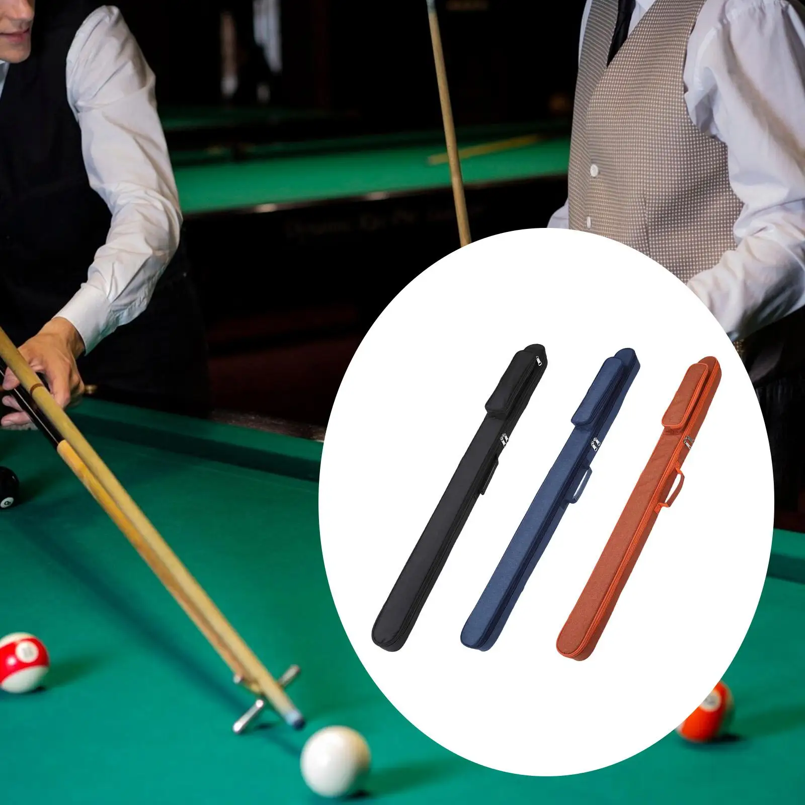 Professional Pool Cue Case Oxford Cloth Reinforced Stitching Portable Carrier Bag Adjustable Strap for Billiards