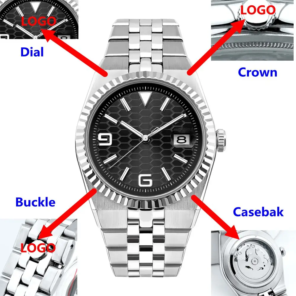 カスタムロゴ 40mm メンズ腕時計 高級 NH35/MIYOTA 自動巻き腕時計 メンズ 機械式腕時計 サファイアクリスタル 防水時計