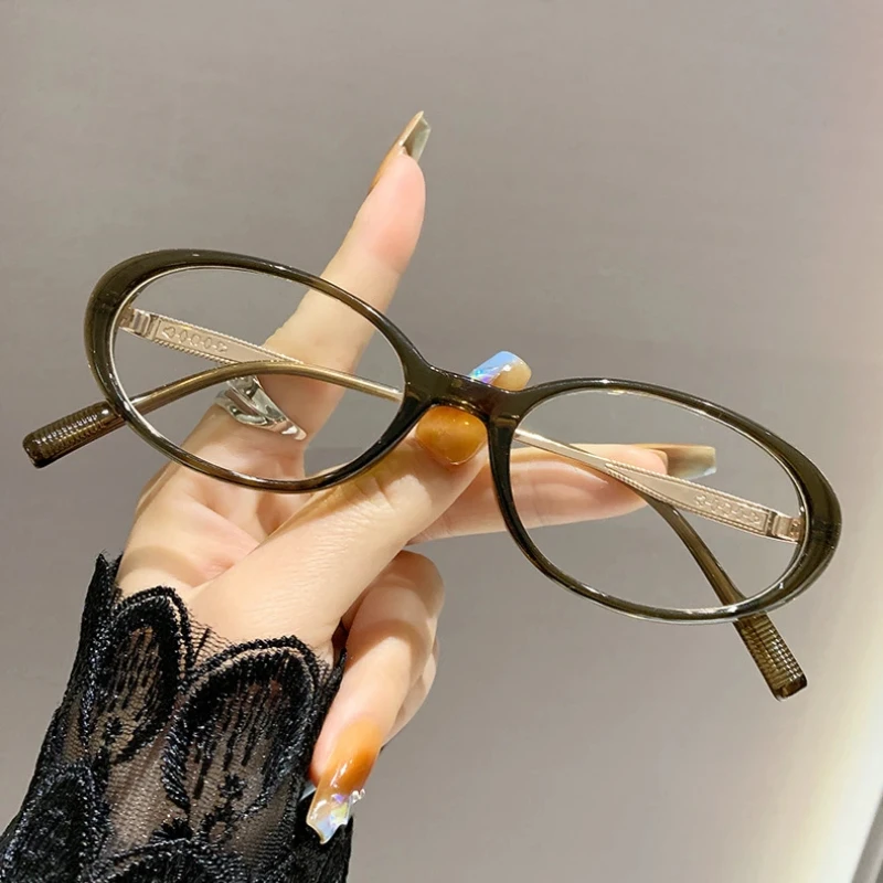 Korean version oval cute style decorative glasses for women, suitable for wearing as anti-blue light glasses