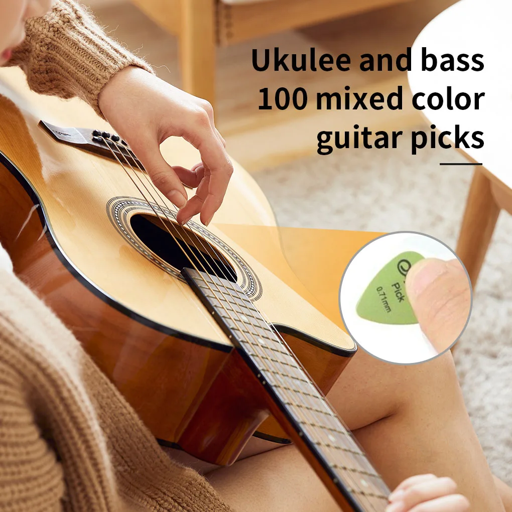 100 Stück/Set Gitarren Pick Set Akustik E-Gitarre Kunststoff Plektrum Kit Ukulele Bass Plektrum